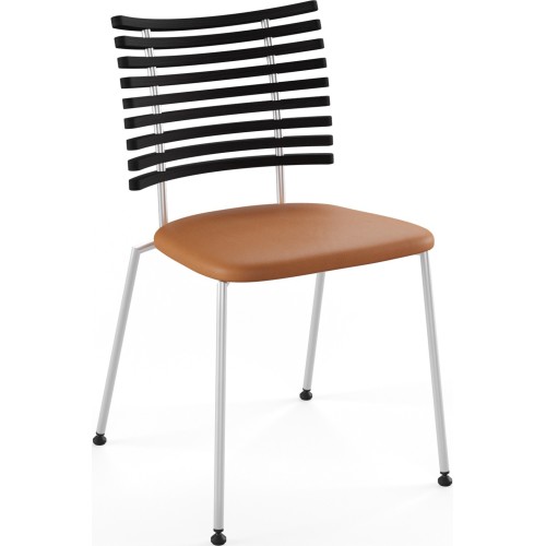 Tiger GM 4105 Chair – Black stained ash + Cognac Aniline leather + Stainless steel - Naver collection