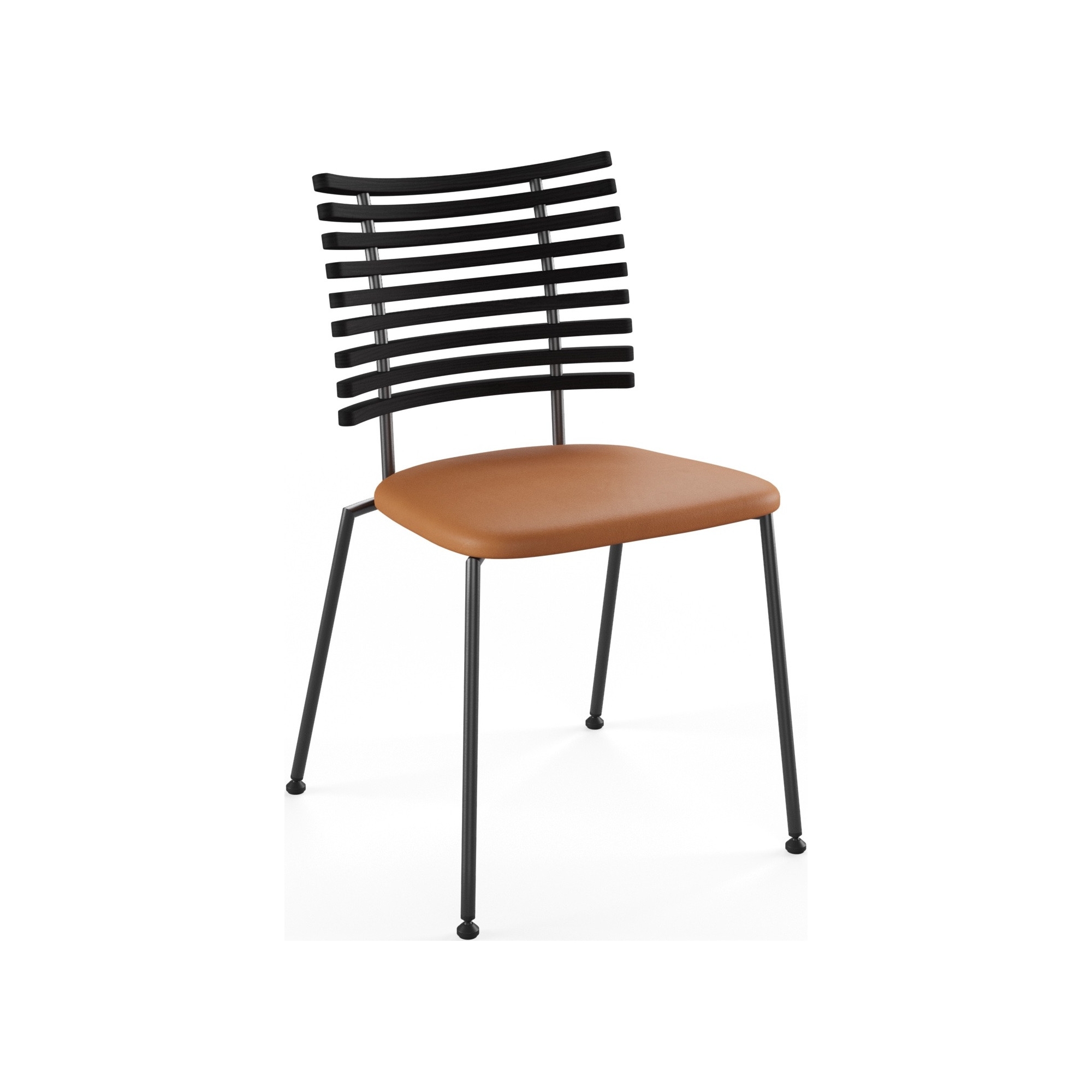 Tiger GM 4105 Chair – Black stained ash + Cognac Aniline leather + Black steel - Naver collection