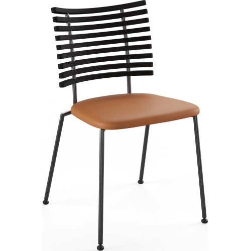 Tiger GM 4105 Chair – Black stained ash + Cognac Aniline leather + Black steel - Naver collection