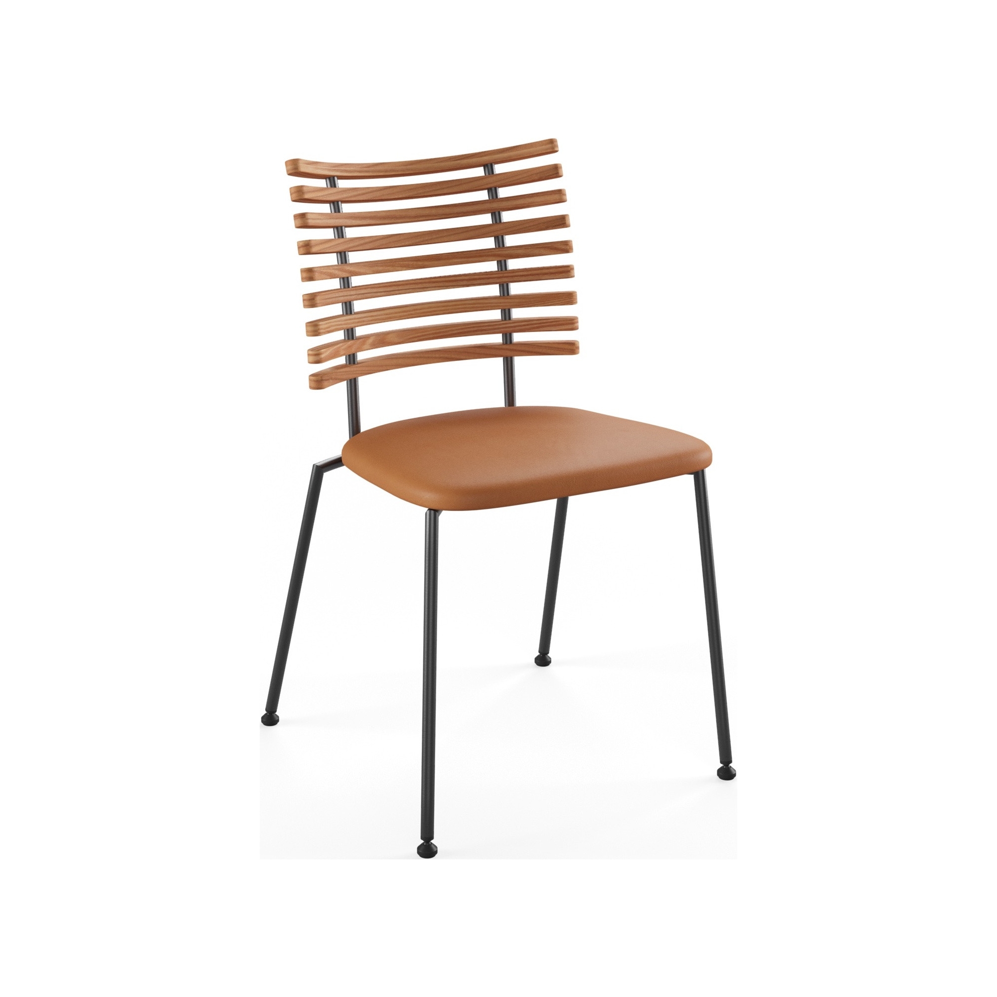 Tiger GM 4105 Chair – Oiled elm + Cognac Aniline leather + Black steel - Naver collection