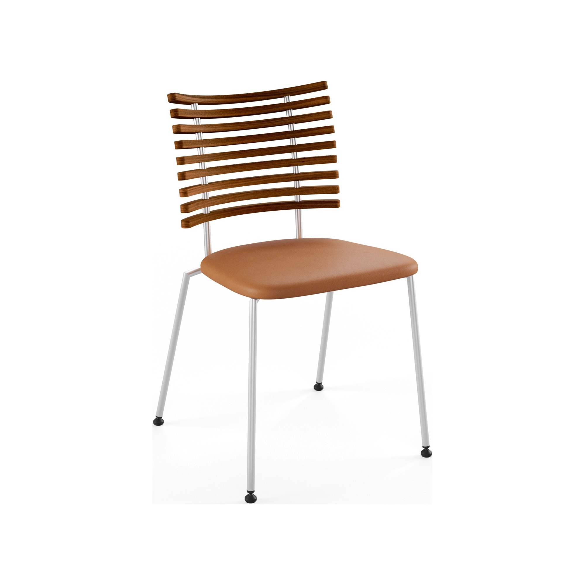 Tiger GM 4105 Chair – Oiled walnut + Cognac Aniline leather + Stainless steel - Naver collection