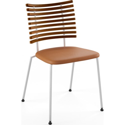 Tiger GM 4105 Chair – Oiled walnut + Cognac Aniline leather + Stainless steel - Naver collection