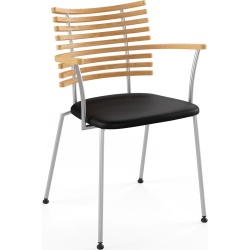 Tiger GM 4106 Chair with armrests – Oiled oak + Black Select leather + Stainless steel - Naver collection