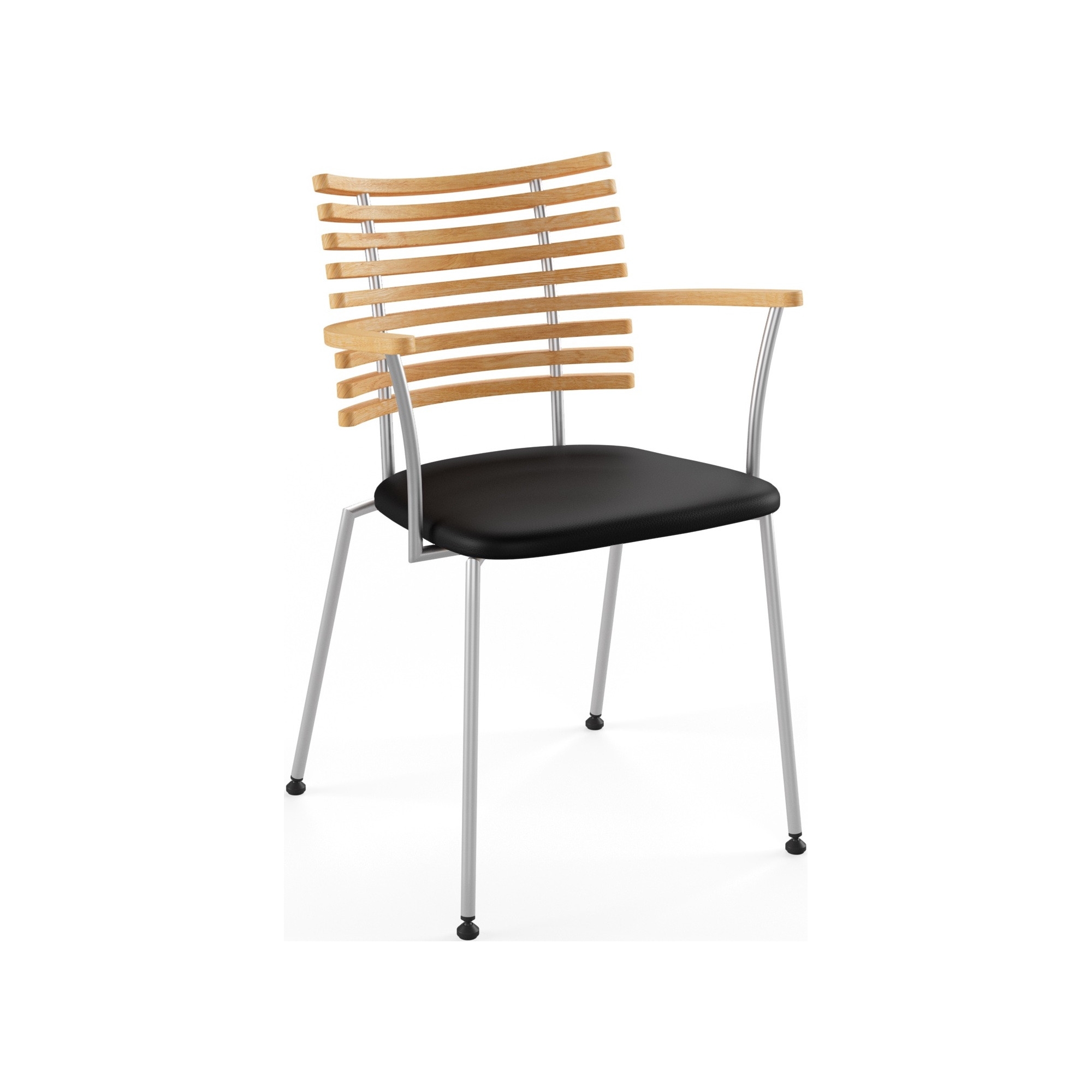 Tiger GM 4106 Chair with armrests – Oiled oak + Black Select leather + Stainless steel - Naver collection