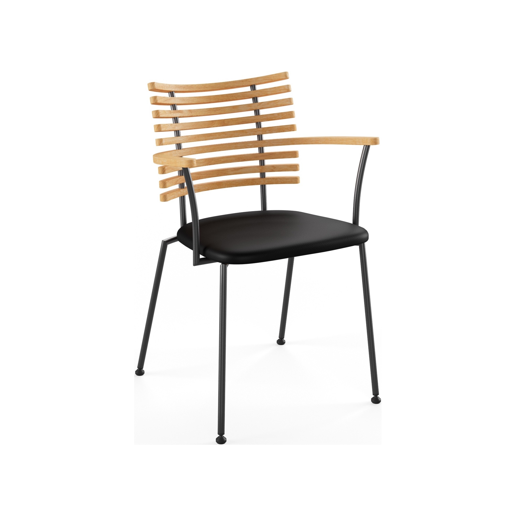 Tiger GM 4106 Chair with armrests – Oiled oak + Black Select leather + Black steel - Naver collection