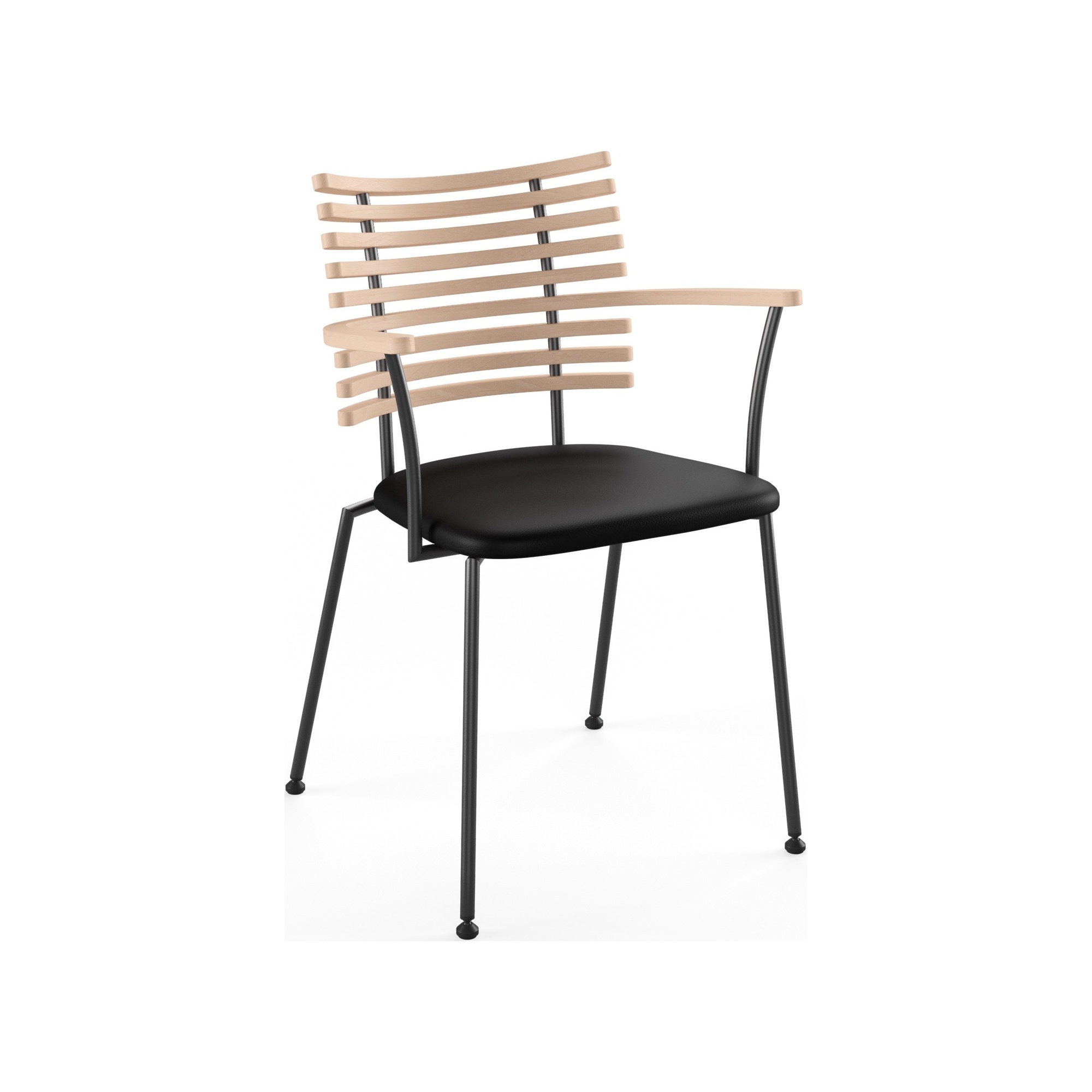 Tiger GM 4106 Chair with armrests – White oiled oak + Black Select leather + Black steel - Naver collection