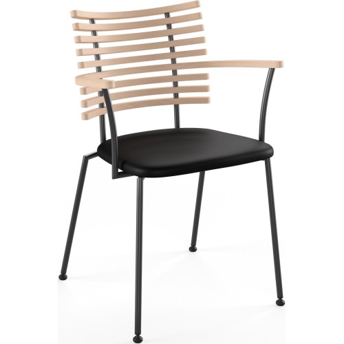 Tiger GM 4106 Chair with armrests – Soaped oak + Black Select leather + Black steel - Naver collection