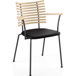 Tiger GM 4106 Chair with armrests – White oiled ash + Black Select leather + Black steel - Naver collection