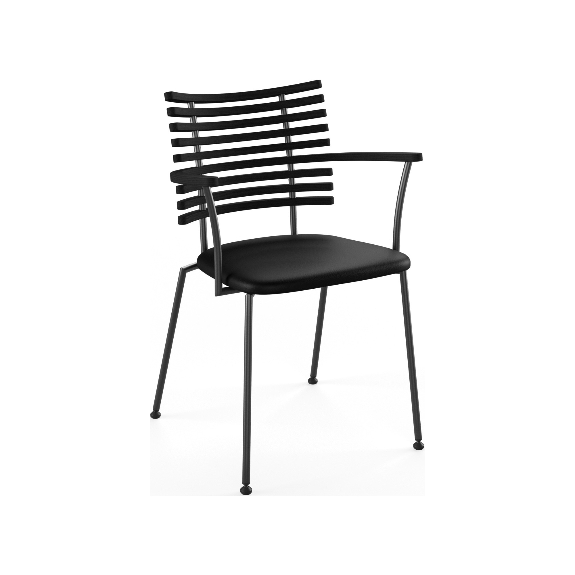 Tiger GM 4106 Chair with armrests – Black stained ash + Black Select leather + Black steel - Naver collection