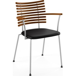 Tiger GM 4106 Chair with armrests – Oiled walnut + Black Select leather + Stainless steel - Naver collection