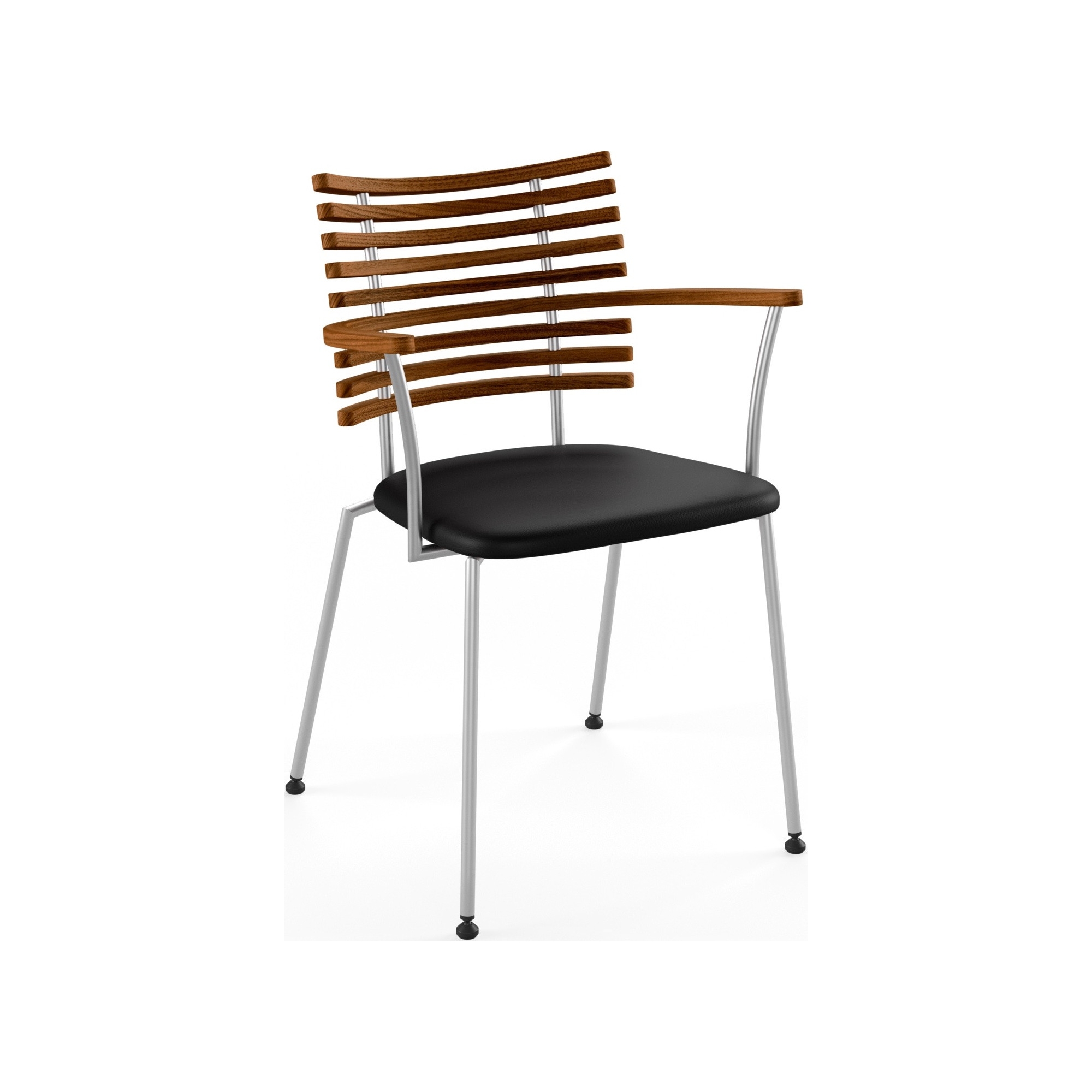 Tiger GM 4106 Chair with armrests – Oiled walnut + Black Select leather + Stainless steel - Naver collection