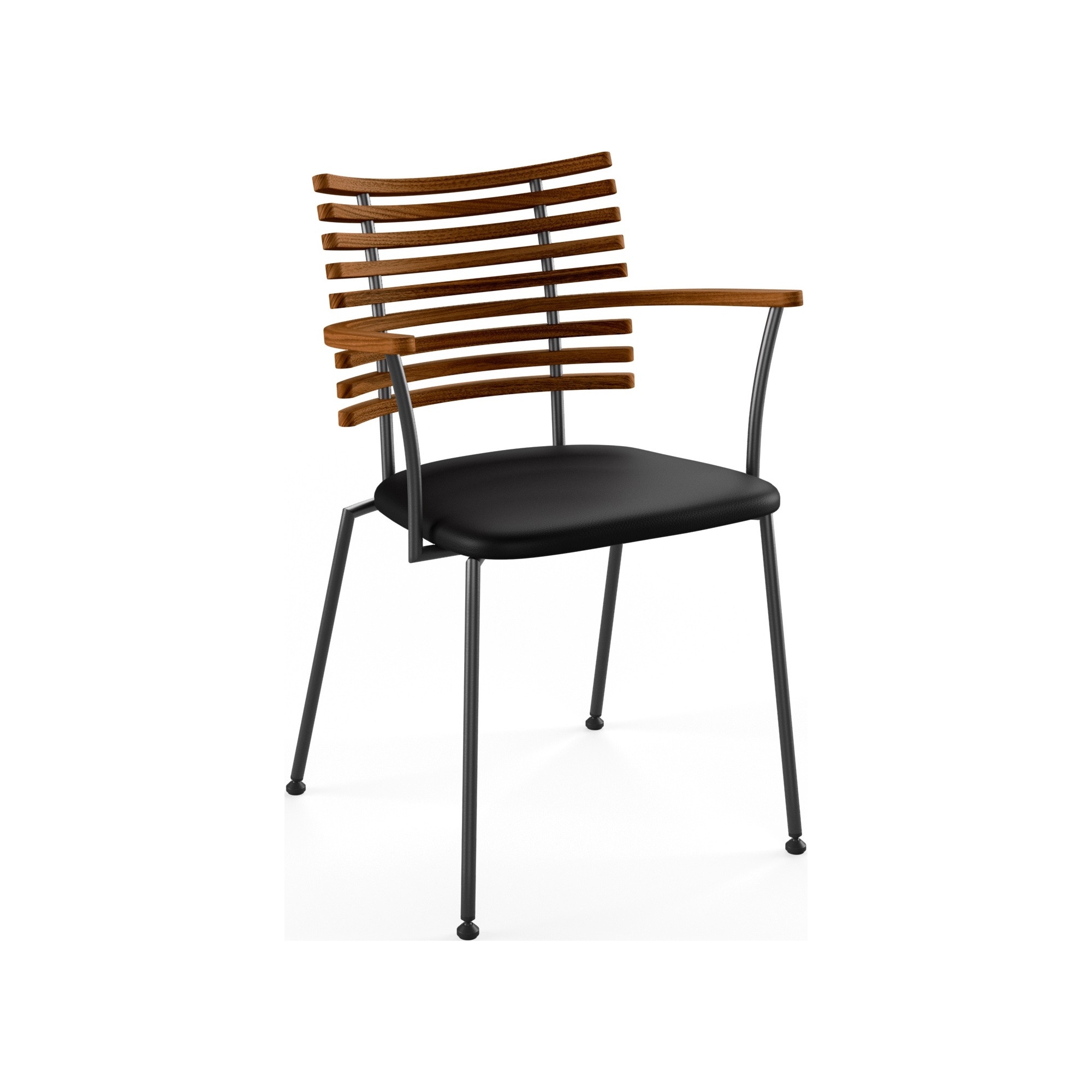 Tiger GM 4106 Chair with armrests – Oiled walnut + Black Select leather + Black steel - Naver collection