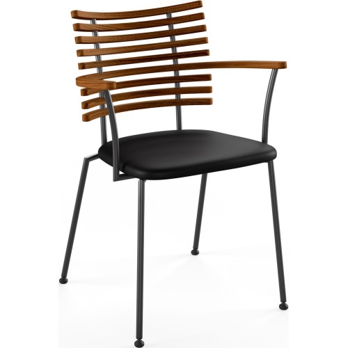 Tiger GM 4106 Chair with armrests – Oiled walnut + Black Select leather + Black steel - Naver collection