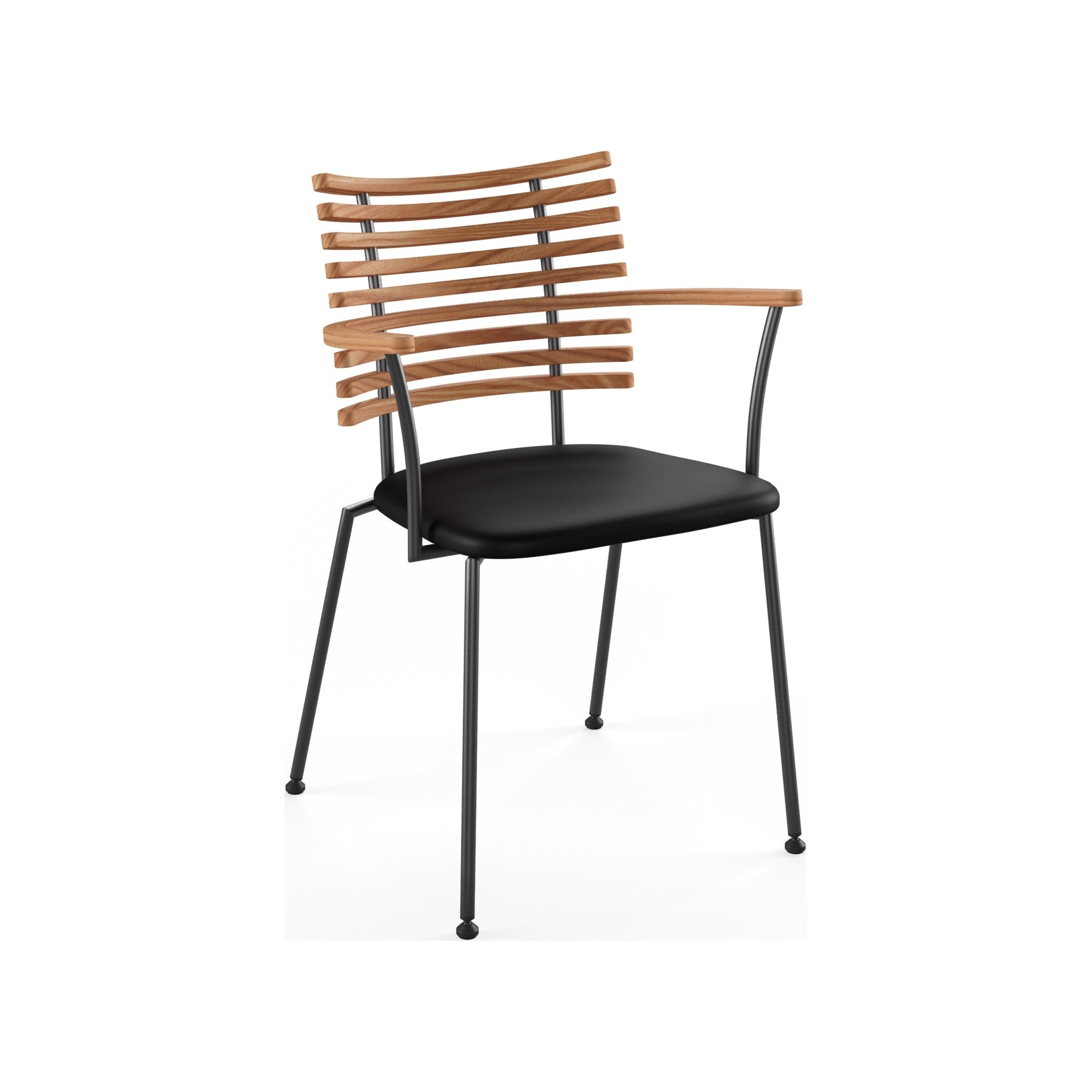 Tiger GM 4106 Chair with armrests – Oiled elm + Black Select leather + Black steel - Naver collection