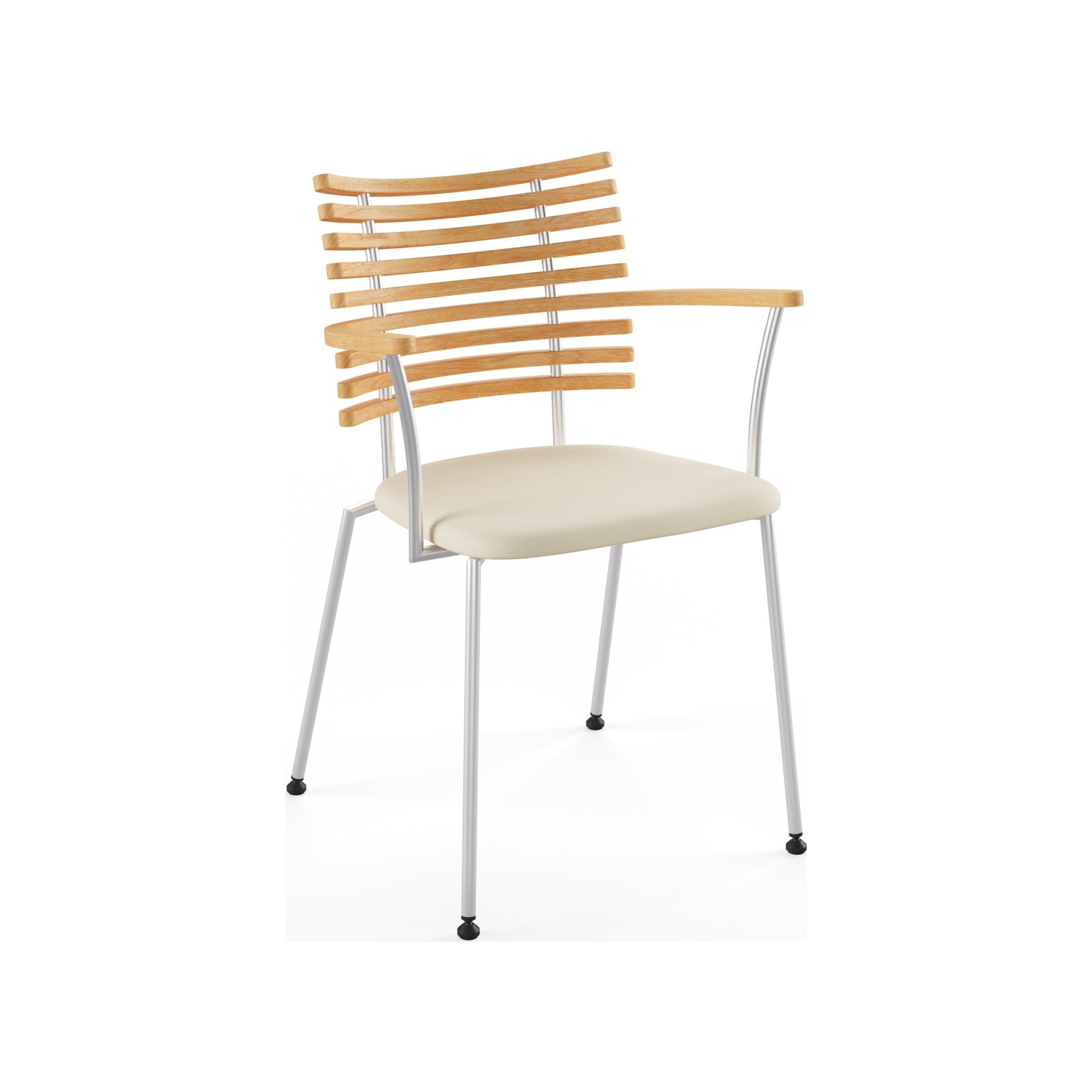 Tiger GM 4106 Chair with armrests – Oiled oak + Cream Semi-Aniline leather + Stainless steel - Naver collection