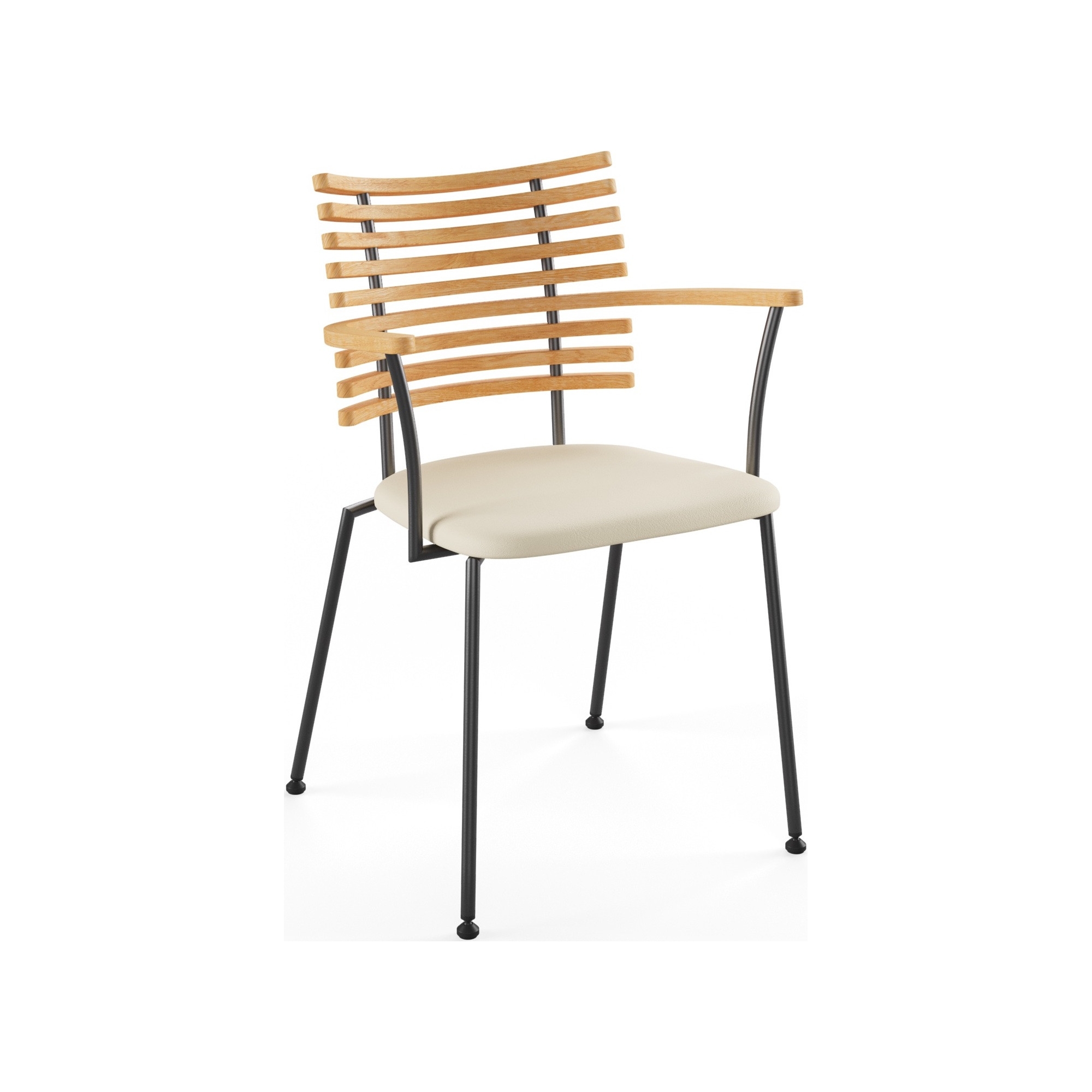 Tiger GM 4106 Chair with armrests – Oiled oak + Cream Semi-Aniline leather + Black steel - Naver collection