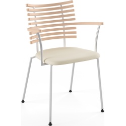 Tiger GM 4106 Chair with armrests – White oiled oak + Cream Semi-Aniline leather + Stainless steel - Naver collection