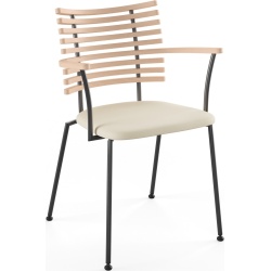 Tiger GM 4106 Chair with armrests – White oiled oak + Cream Semi-Aniline leather + Black steel - Naver collection