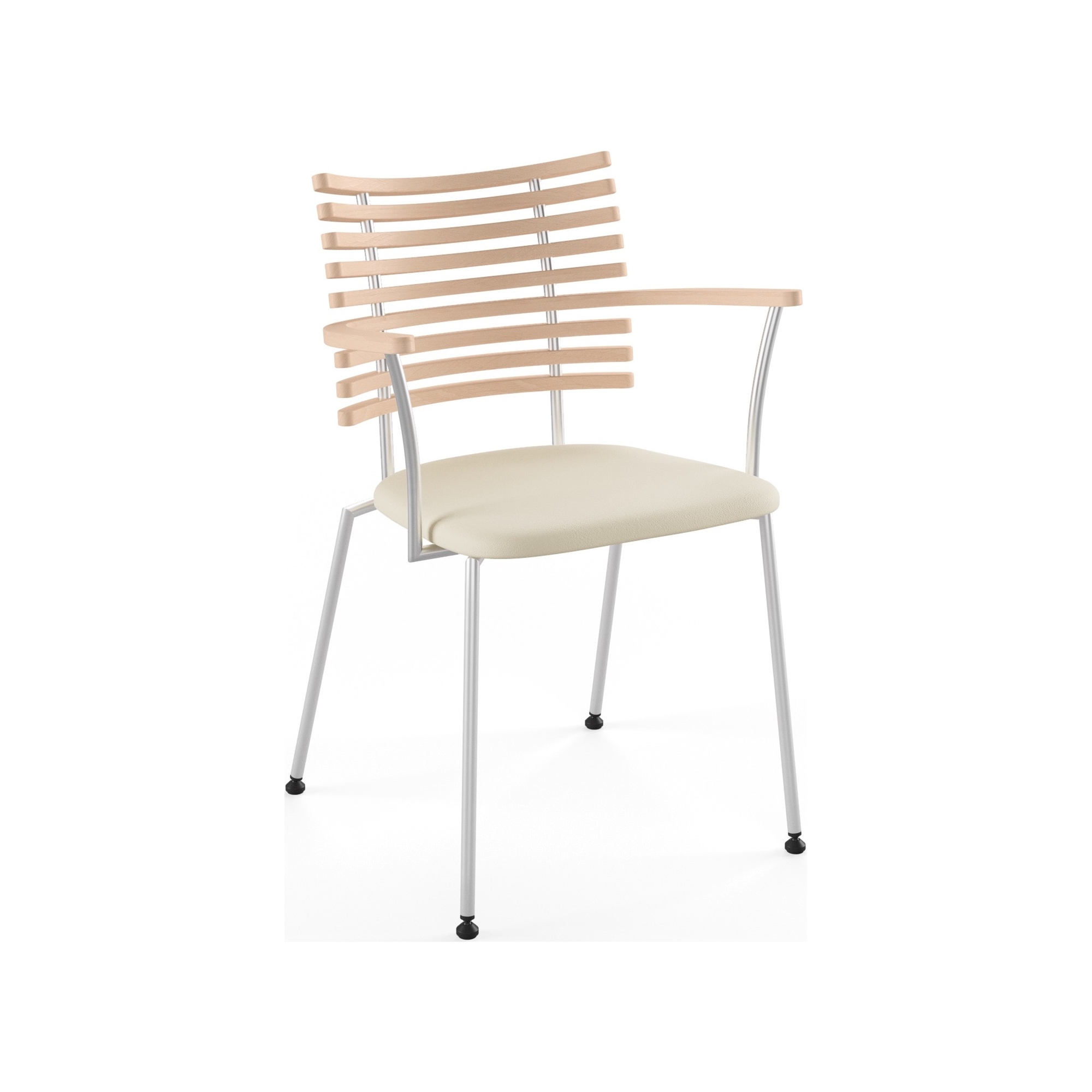 Tiger GM 4106 Chair with armrests – Soaped oak + Cream Semi-Aniline leather + Stainless steel - Naver collection