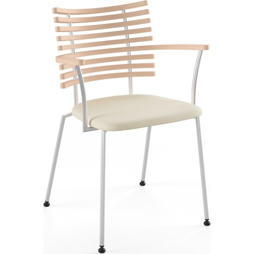 Tiger GM 4106 Chair with armrests – Soaped oak + Cream Semi-Aniline leather + Stainless steel - Naver collection