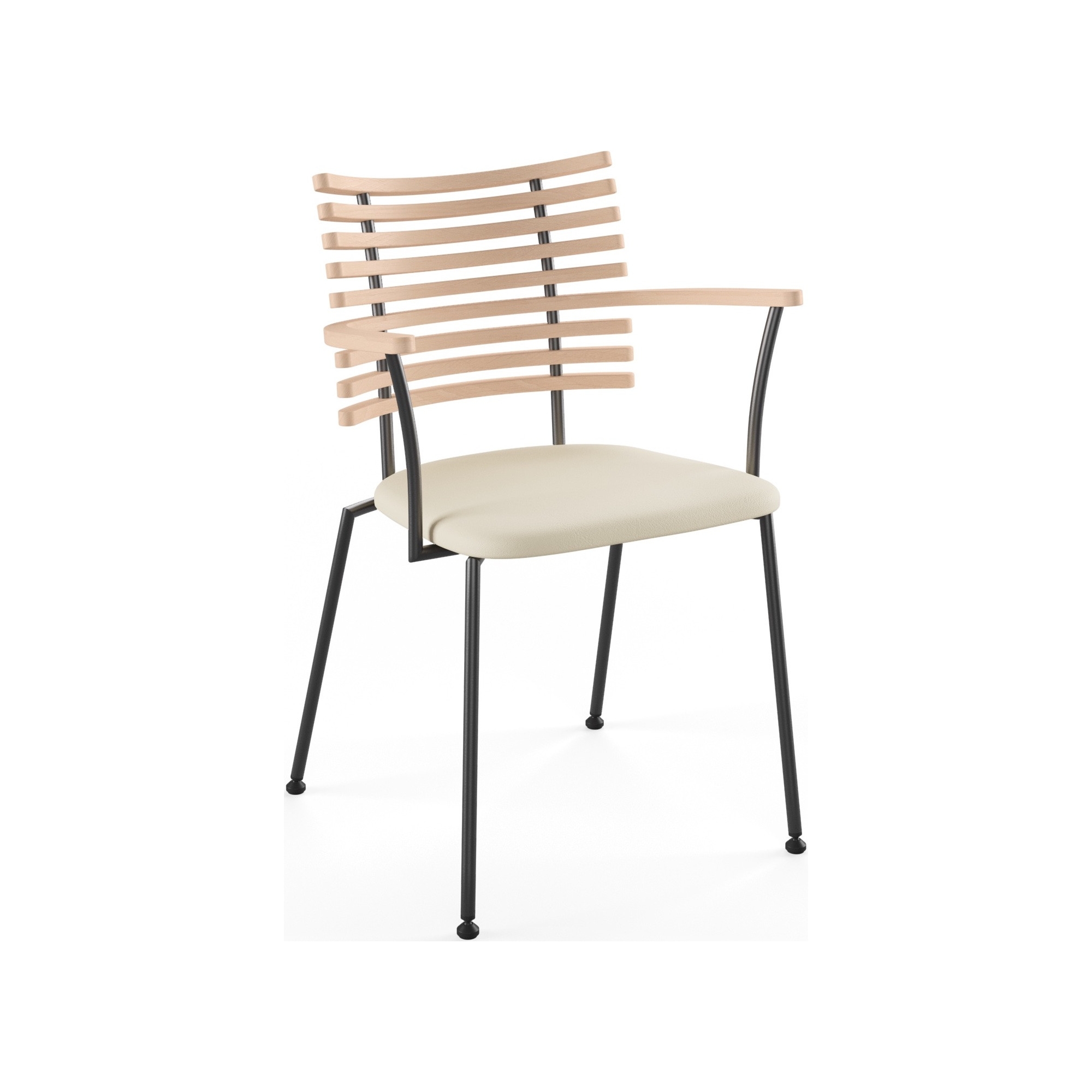 Tiger GM 4106 Chair with armrests – Soaped oak + Cream Semi-Aniline leather + Black steel - Naver collection