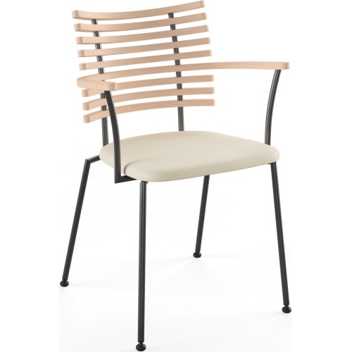 Tiger GM 4106 Chair with armrests – Soaped oak + Cream Semi-Aniline leather + Black steel - Naver collection