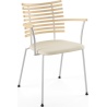 Tiger GM 4106 Chair with armrests – White oiled ash + Cream Semi-Aniline leather + Stainless steel - Naver collection