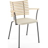 Tiger GM 4106 Chair with armrests – White oiled ash + Cream Semi-Aniline leather + Black steel - Naver collection