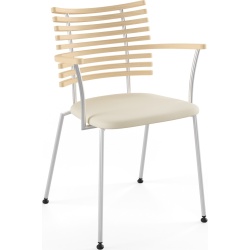 Tiger GM 4106 Chair with armrests – Soaped ash + Cream Semi-Aniline leather + Stainless steel - Naver collection