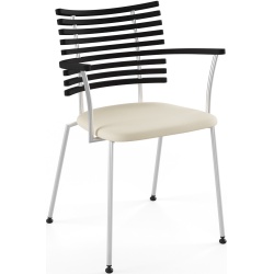 Tiger GM 4106 Chair with armrests – Black stained ash + Cream Semi-Aniline leather + Stainless steel - Naver collection