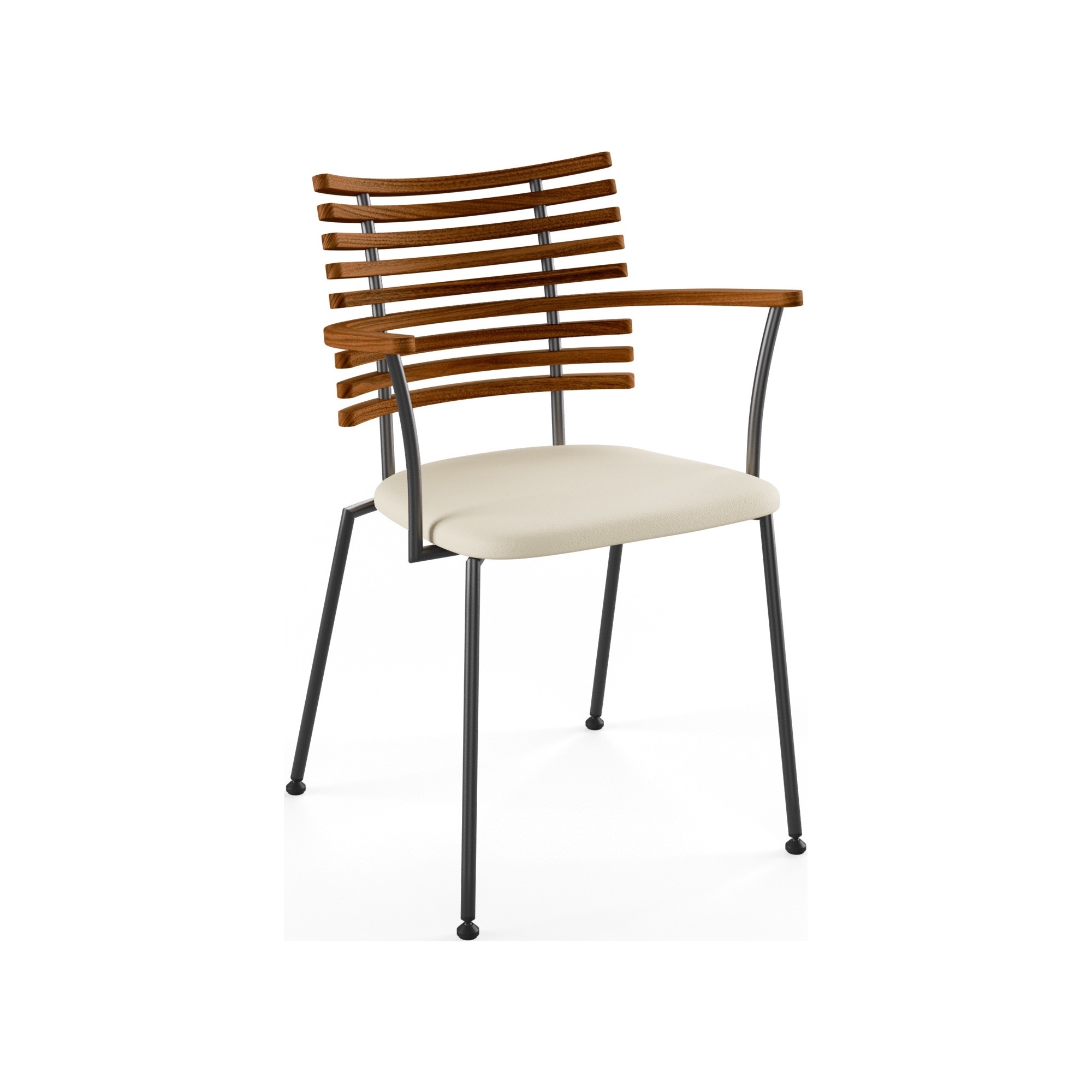 Tiger GM 4106 Chair with armrests – Oiled walnut + Cream Semi-Aniline leather + Black steel - Naver collection