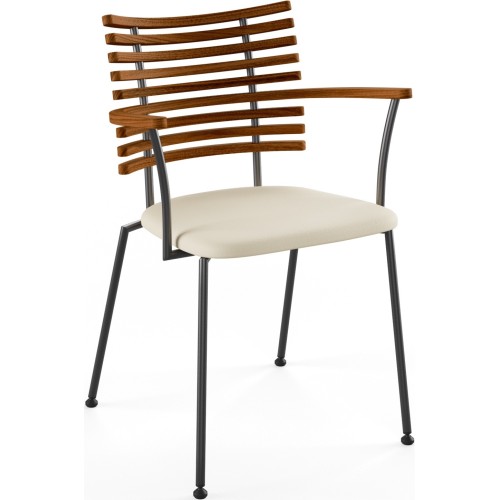 Tiger GM 4106 Chair with armrests – Oiled walnut + Cream Semi-Aniline leather + Black steel - Naver collection