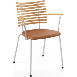 Tiger GM 4106 Chair with armrests – Oiled oak + Cognac Aniline leather + Stainless steel - Naver collection