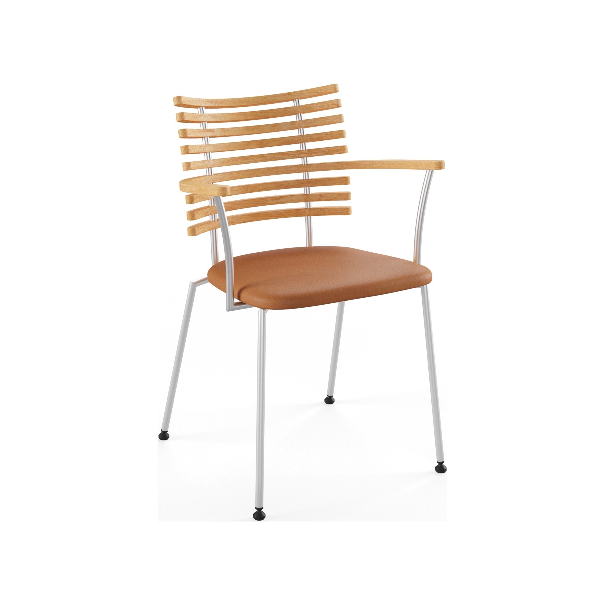 Tiger GM 4106 Chair with armrests – Oiled oak + Cognac Aniline leather + Stainless steel - Naver collection