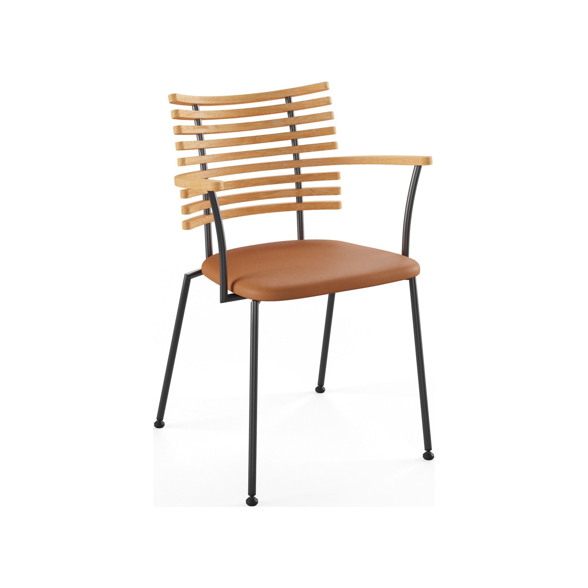 Tiger GM 4106 Chair with armrests – Oiled oak + Cognac Aniline leather + Black steel - Naver collection