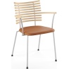 Tiger GM 4106 Chair with armrests – White oiled ash + Cognac Aniline leather + Stainless steel - Naver collection