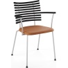 Tiger GM 4106 Chair with armrests – Black stained ash + Cognac Aniline leather + Stainless steel - Naver collection