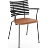 Tiger GM 4106 Chair with armrests – Black stained ash + Cognac Aniline leather + Black steel - Naver collection