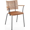 Tiger GM 4106 Chair with armrests – Oiled elm + Cognac Aniline leather + Black steel - Naver collection