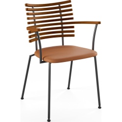 Tiger GM 4106 Chair with armrests – Oiled walnut + Cognac Aniline leather + Black steel - Naver collection