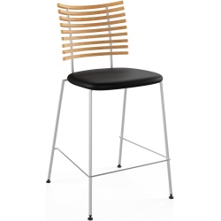 Tabouret de bar Tiger GM 4107 – Chêne Huilé + Cuir Select Noir + Acier inoxydable - Naver collection