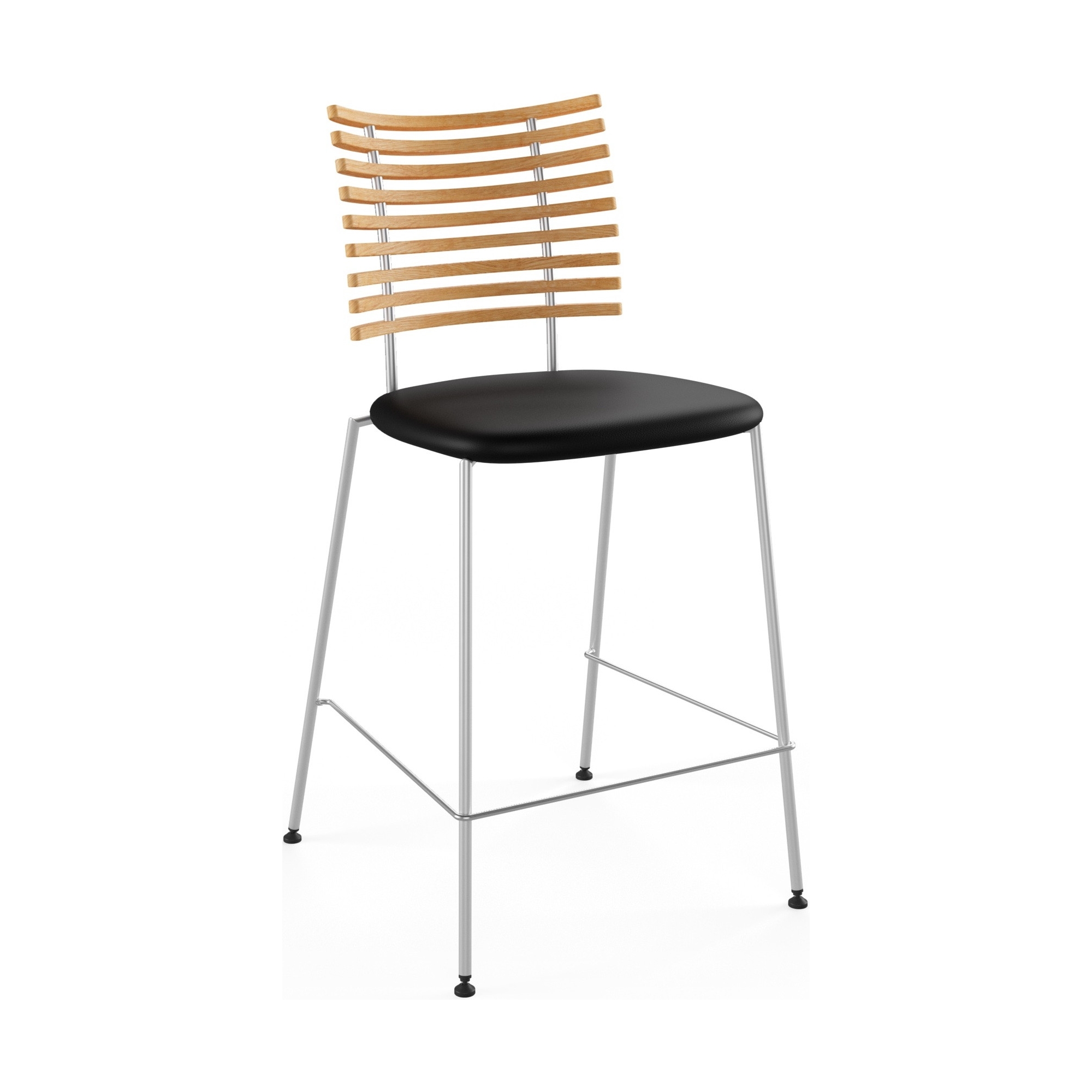 Tabouret de bar Tiger GM 4107 – Chêne Huilé + Cuir Select Noir + Acier inoxydable - Naver collection