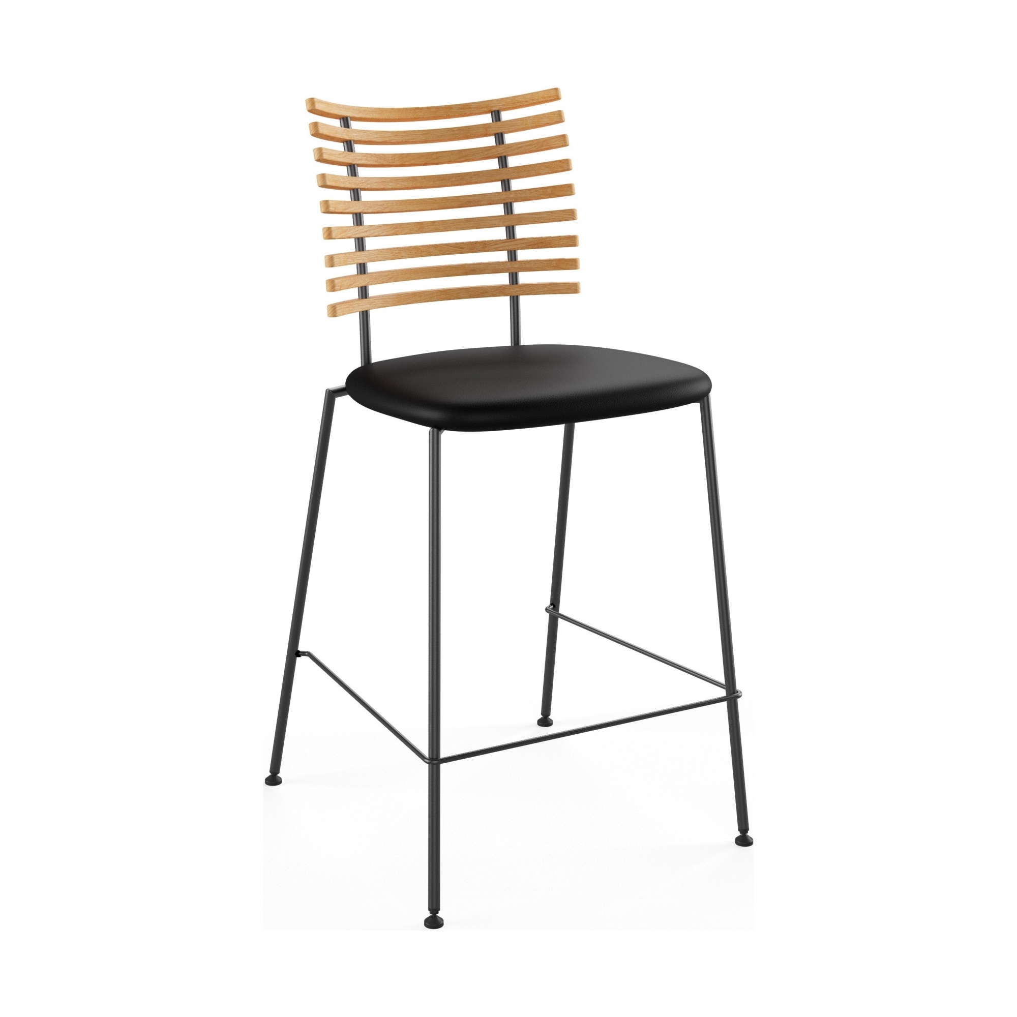 Tabouret de bar Tiger GM 4107 – Chêne Huilé + Cuir Select Noir + Acier noir - Naver collection