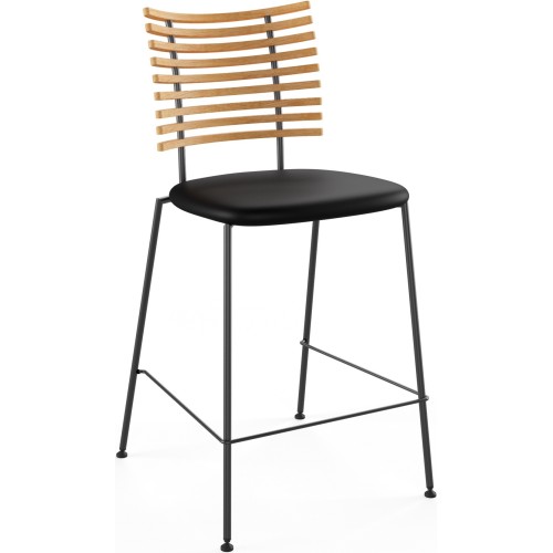 Tabouret de bar Tiger GM 4107 – Chêne Huilé + Cuir Select Noir + Acier noir - Naver collection