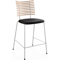 Tabouret de bar Tiger GM 4107 – Chêne Huilé Blanchi + Cuir Select Noir + Acier inoxydable - Naver collection