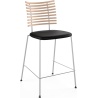 Tabouret de bar Tiger GM 4107 – Chêne Huilé Blanchi + Cuir Select Noir + Acier inoxydable - Naver collection