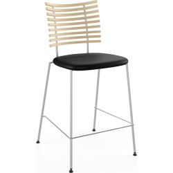 Tabouret de bar Tiger GM 4107 – Frêne Huilé Blanchi + Cuir Select Noir + Acier inoxydable - Naver collection