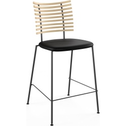 Tabouret de bar Tiger GM 4107 – Frêne Huilé Blanchi + Cuir Select Noir + Acier noir - Naver collection