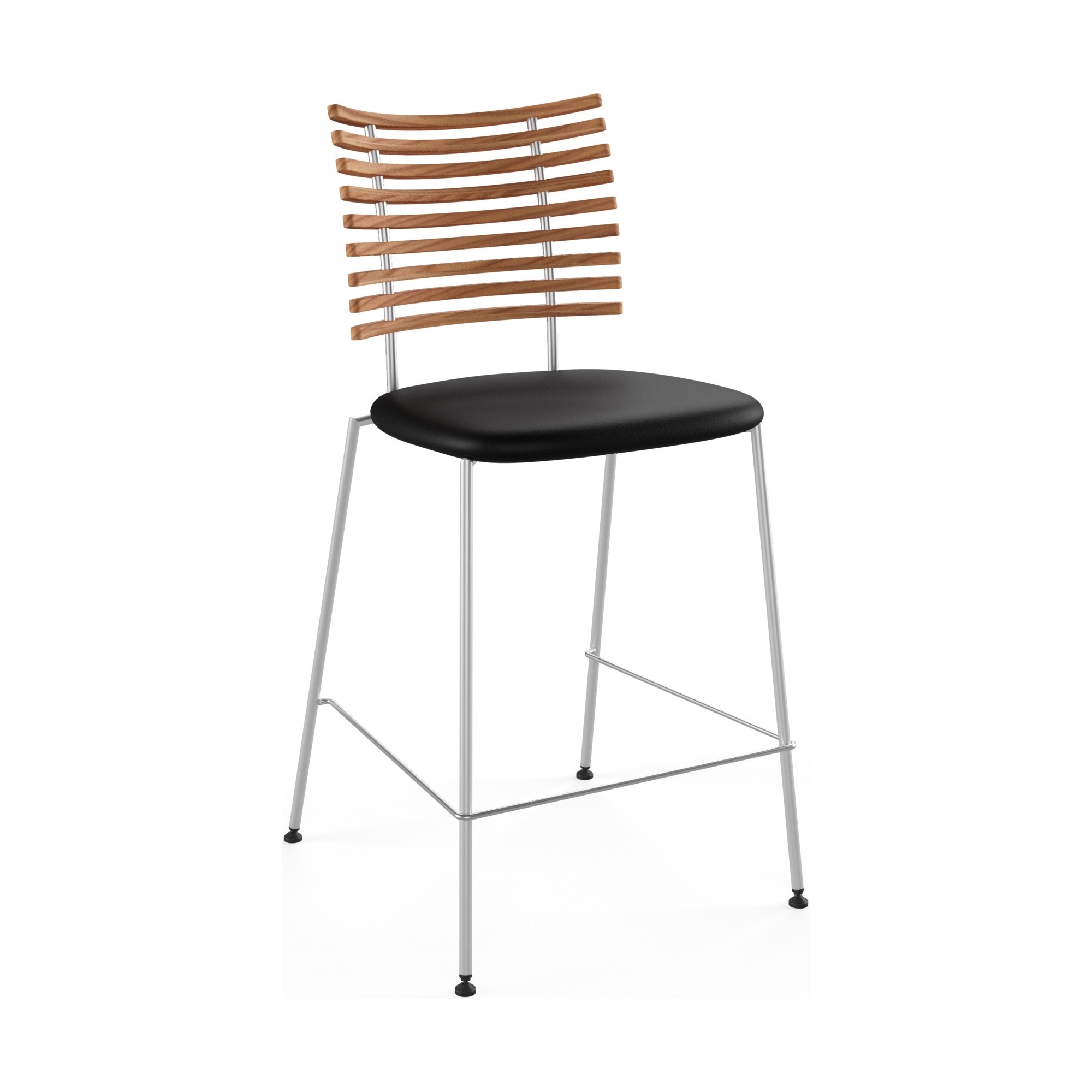 Tabouret de bar Tiger GM 4107 – Orme huilé + Cuir Select Noir + Acier Inoxydable - Naver collection