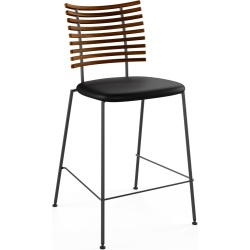 Tabouret de bar Tiger GM 4107 – Noyer huilé + Cuir Select Noir + Acier Noir - Naver collection